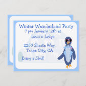 Tuxedo Penguin Winter Party Einladung (Vorne/Hinten)