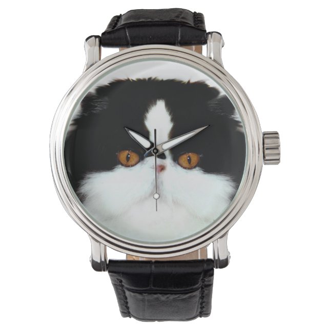 Tuxedo persisches Gesicht Armbanduhr (Vorderseite)