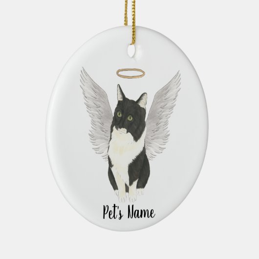 Tuxedo Ragamuffin Cat Beileid Memorial Keramik Ornament (Rechts)