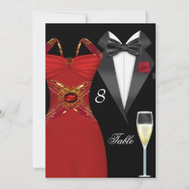 Tuxedo Red Dress Tischnummer Sitzplatz 2