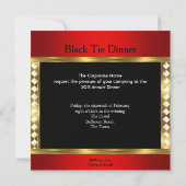 Tuxedo Red Gold Black Krawatte Formelles Party Einladung (Rückseite)