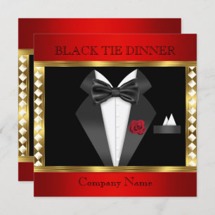 Tuxedo Red Gold Black Krawatte Formelles Party Einladung