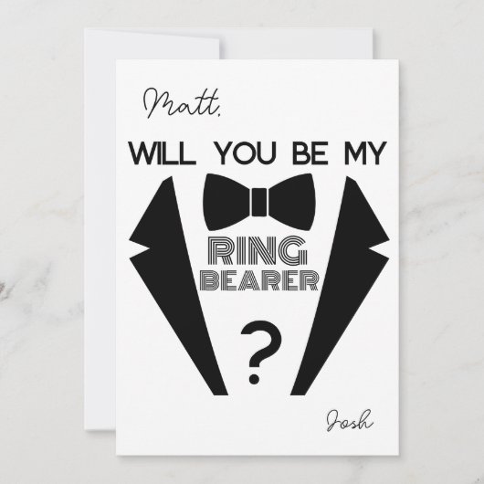 Tuxedo Ring Träger Schwarzweiß-Vorschlagskarte Einladung (Vorderseite)