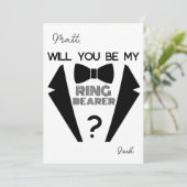 Tuxedo Ring Träger Schwarzweiß-Vorschlagskarte Einladung (Stehend Vorderseite)