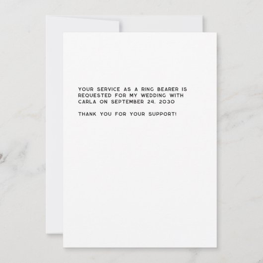 Tuxedo Ring Träger Schwarzweiß-Vorschlagskarte Einladung (Rückseite)