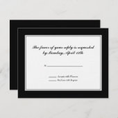 Tuxedo RSVP-Karte in Schwarz und Weiß auf Leinen RSVP Karte (Vorne/Hinten)