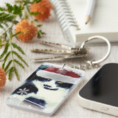 Tuxedo Santa Cat Weihnachtsfest Schlüsselanhänger (Vorderseite rechts)