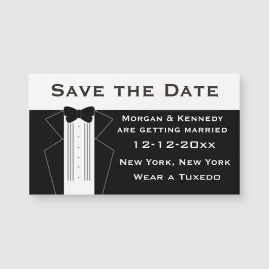 Tuxedo Save The Date Magnet (Vorderseite)