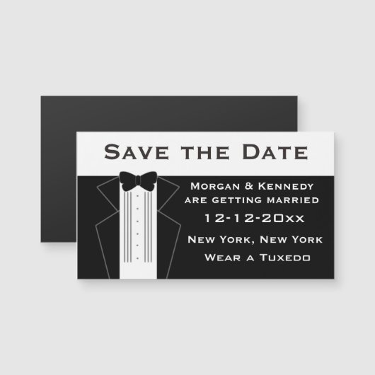 Tuxedo Save The Date Magnet (Vorne/Hinten)