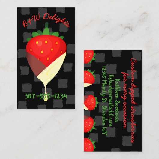 Tuxedo-Schokolade-Erdbeerobst Visitenkarte (Vorne/Hinten)