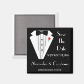 Tuxedo-Schwarz-Krawatte Save the Date Magnet (Vorderseite/Rückseite)