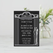 Tuxedo - Schwarz-Silber-Hochzeitsempfang - Einladung (Stehend Vorderseite)