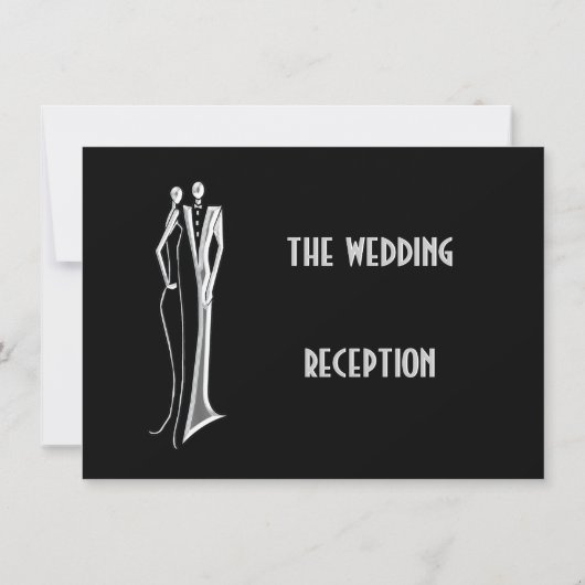 Tuxedo - Schwarz-Silber-Hochzeitsempfang - Einladung (Rückseite)