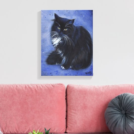 Tuxedo, Schwarz-Weiß-Katzenkunst von Renee Lavoie Leinwanddruck (Insitu (Wohnzimmer))