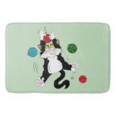 Tuxedo Schwarz-weiße Weihnachtskatze Badematte (Vorderseite)