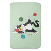 Tuxedo Schwarz-weiße Weihnachtskatze Badematte (Vorderseite Vertikal)