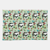 Tuxedo Schwarz-weiße Weihnachtskatze Geschirrtuch (Horizontal)