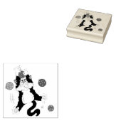 Tuxedo Schwarz-weiße Weihnachtskatze Gummistempel (Stempel)