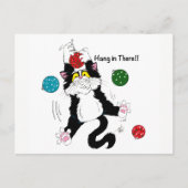 Tuxedo Schwarz-weiße Weihnachtskatze Postkarte (Vorderseite)