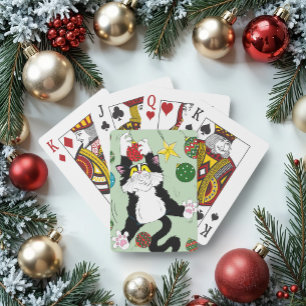 Tuxedo Schwarz-weiße Weihnachtskatze Spielkarten