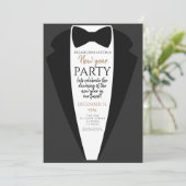 Tuxedo, Schwarze Krawatte neues Jahr Party PTO PTA Einladung (Stehend Vorderseite)