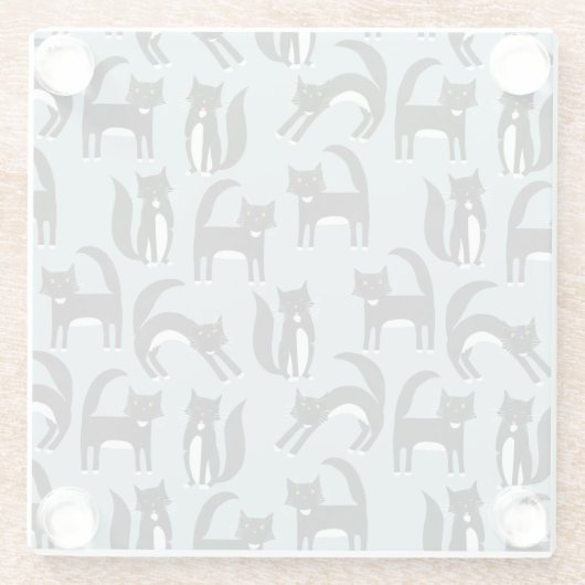 Tuxedo Schwarze und Weiße Katzen Glasuntersetzer (Rückseite)