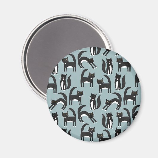 Tuxedo Schwarze und Weiße Katzen Magnet (Vorderseite/Rückseite)