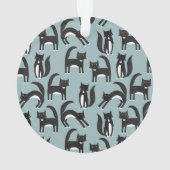 Tuxedo Schwarze und Weiße Katzen Ornament (Rückseite)