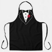 Tuxedo Schwarzweiß mit Roter Blume in Lapel Schürze (Vorderseite)