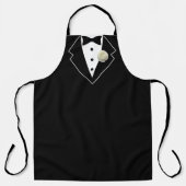 Tuxedo Schwarzweiß mit weißer Blume in Lapel Schürze (Vorderseite)
