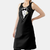 Tuxedo Schwarzweiß mit weißer Blume in Lapel Schürze (InSitu)