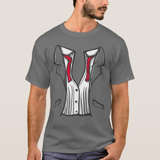 Tuxedo T - Shirt mit roter Krawatte (Vorderseite)