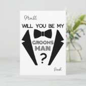 Tuxedo Trauzeugen Schwarzweiß-Vorschlagskarte Einladung (Stehend Vorderseite)