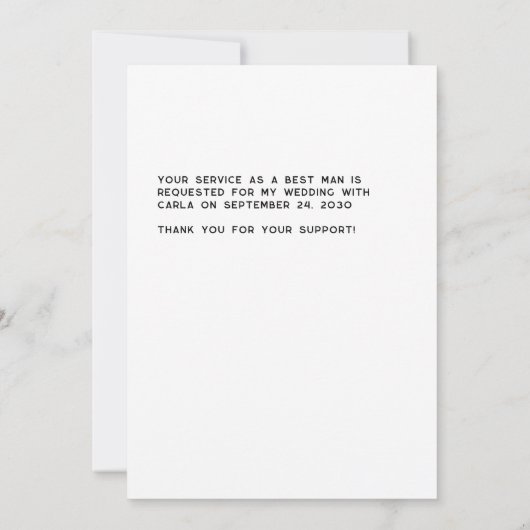 Tuxedo Trauzeugen Schwarzweiß-Vorschlagskarte Einladung (Rückseite)