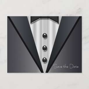 Tuxedo und Dress Save the Date Ankündigungspostkarte