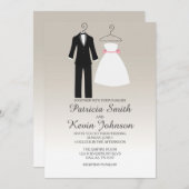 Tuxedo und Dress Wedding Einladung (Vorne/Hinten)