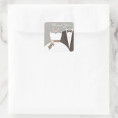 Tuxedo und gown Hochzeit danke Quadratischer Aufkleber (Tasche)