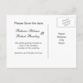 Tuxedo und Gown Wedding Save the Date Postcard Ankündigungspostkarte (Rückseite)