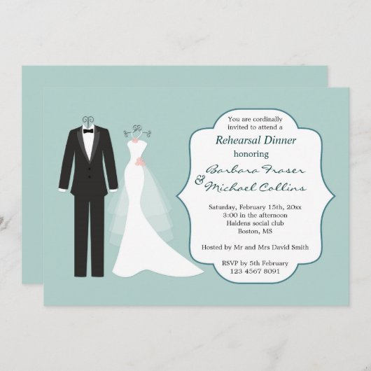 Tuxedo-und KleidProben-Abendessen-Einladung Einladung (Vorne/Hinten)