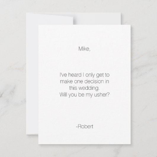 Tuxedo Usher | Einladung des Trauzeugen (Rückseite)