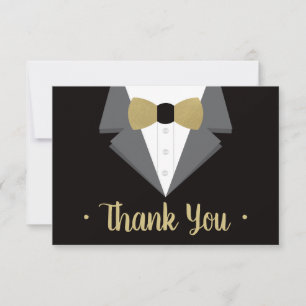 Tuxedo Vielen Dank You Card, Gold Krawatte RSVP Karte