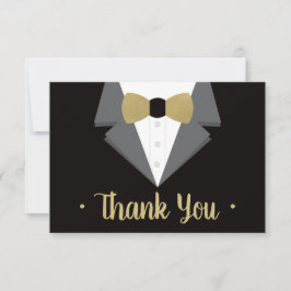 Tuxedo Vielen Dank You Card, Gold Krawatte RSVP Karte
