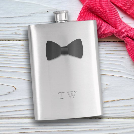 Tuxedo Wedding Bow Krawatte Mit Monogramm Silberko Flachmann