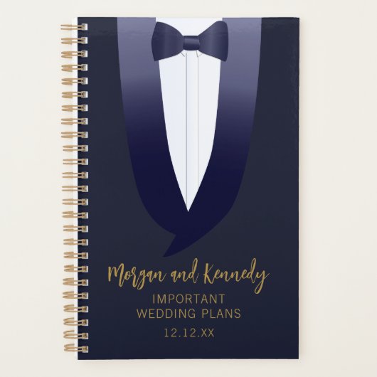 Tuxedo Wedding Brautparty Personalisiert Planner Planer (Vorderseite)