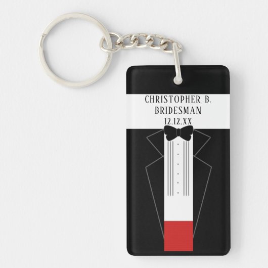 Tuxedo Wedding Bridesman Vorschlag Akryllischer Sc Schlüsselanhänger (Vorderseite)