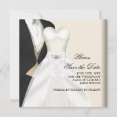 Tuxedo Wedding Dress Save the Date Schwarz-weiß (Vorderseite)