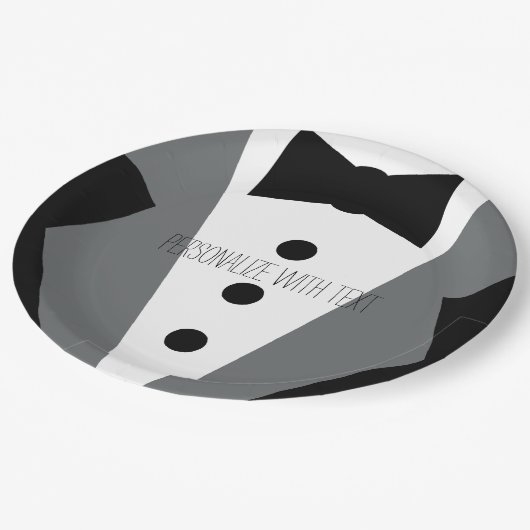Tuxedo Wedding Pappteller (Schrägansicht)