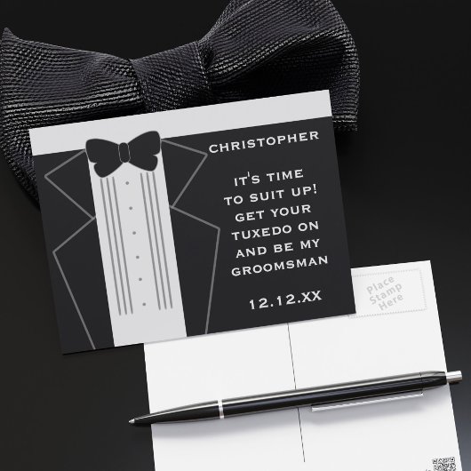 Tuxedo Wedding Trauzeuge Trauzeuge Einladung Postkarte
