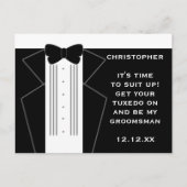 Tuxedo Wedding Trauzeuge Trauzeuge Einladung Postkarte (Vorderseite)