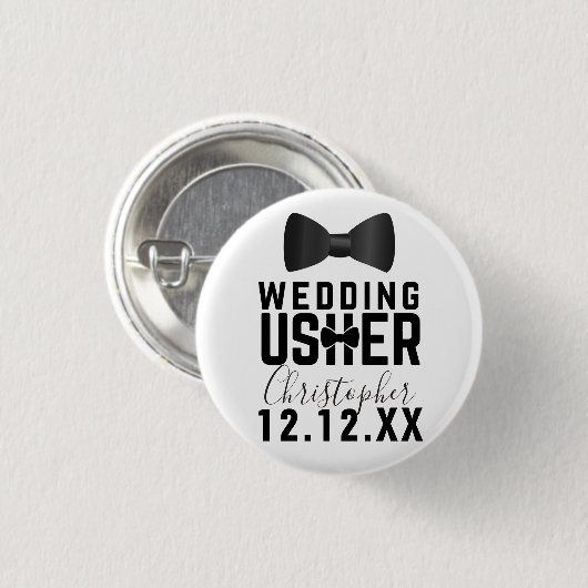Tuxedo Wedding Usher Brautparty Button (Vorne & Hinten)
